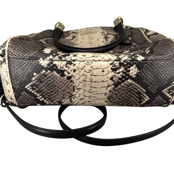 Coach NY Python Embossed Leather Handbag With Crossbody Strap & Gold Hardware - Picture 6 of 7